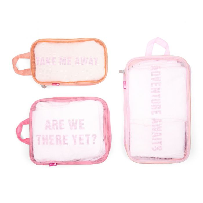 MIAMICA Pink Mesh Packing Cubes 3 PC.