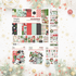 Collection of Christmas-themed paper sheets and stickers with Christmas designs on a decorative background.